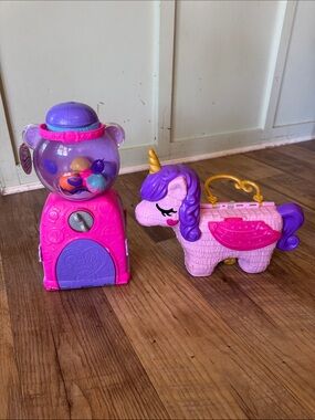 Polly Pocket Pink Unicorn and Gumball Bear Playset